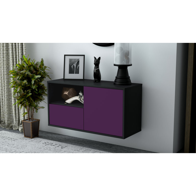 Haimes Unfinished Floating TV Stand, Purple