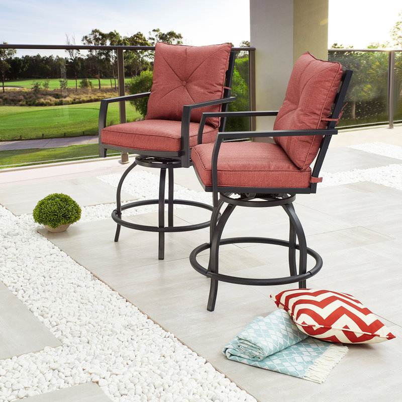 Ensemble de 2 tabourets de bar avec coussin Briella, Rouge