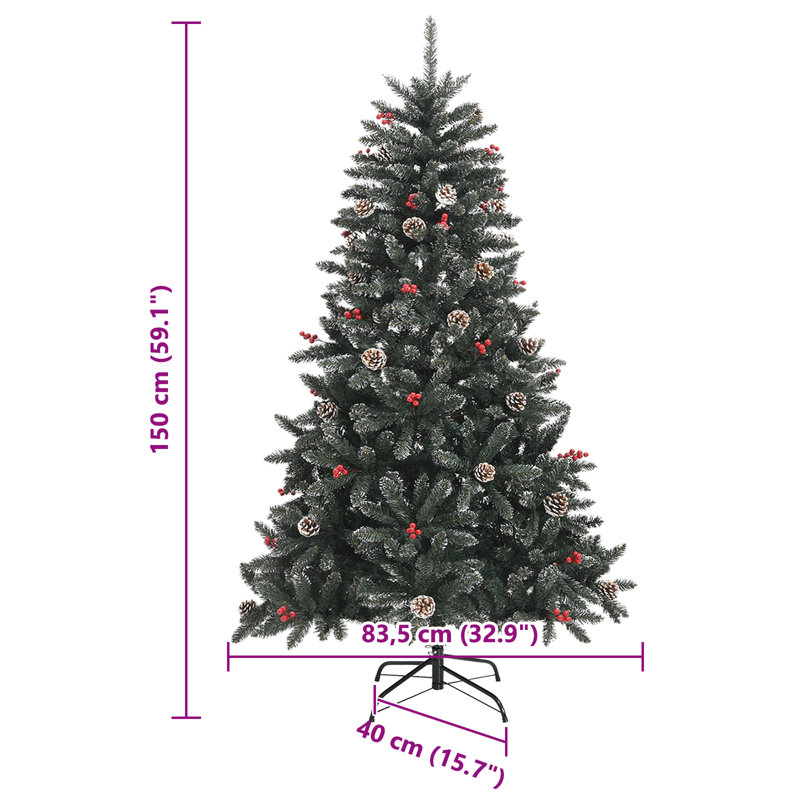 Arbre de Noël artificiel vidaXL avec 150 lumières DEL vertes 59,06 po