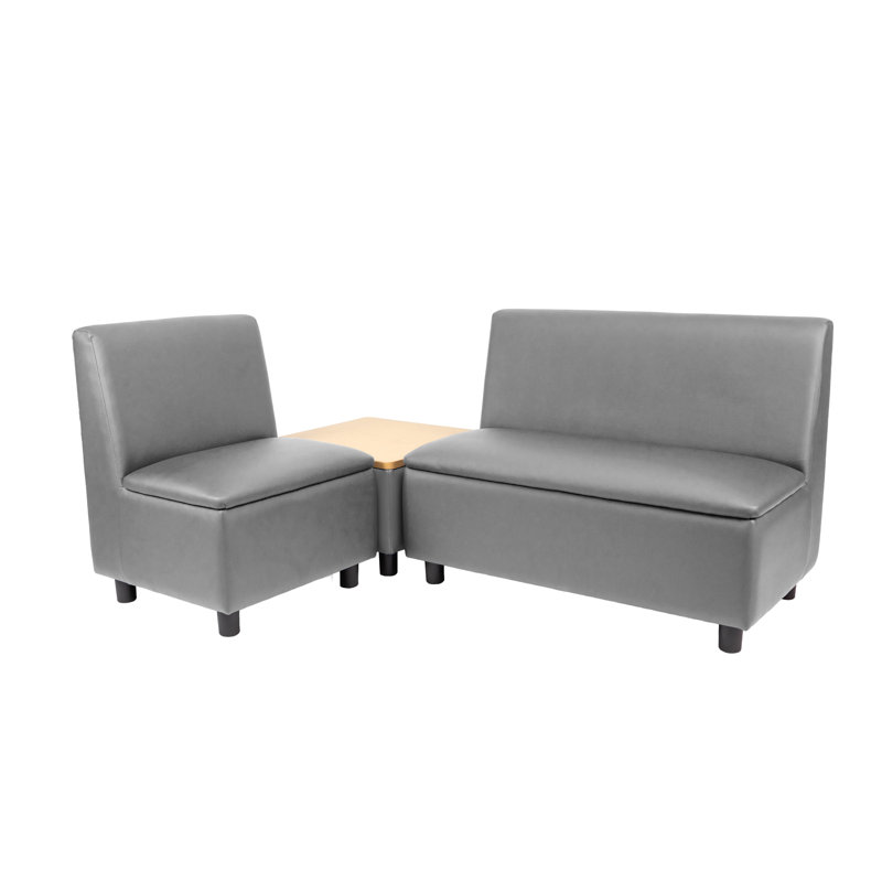 Ensemble 3 pièces de chaise et canapé modulaire avec table de bout Kid Comfort, Gris