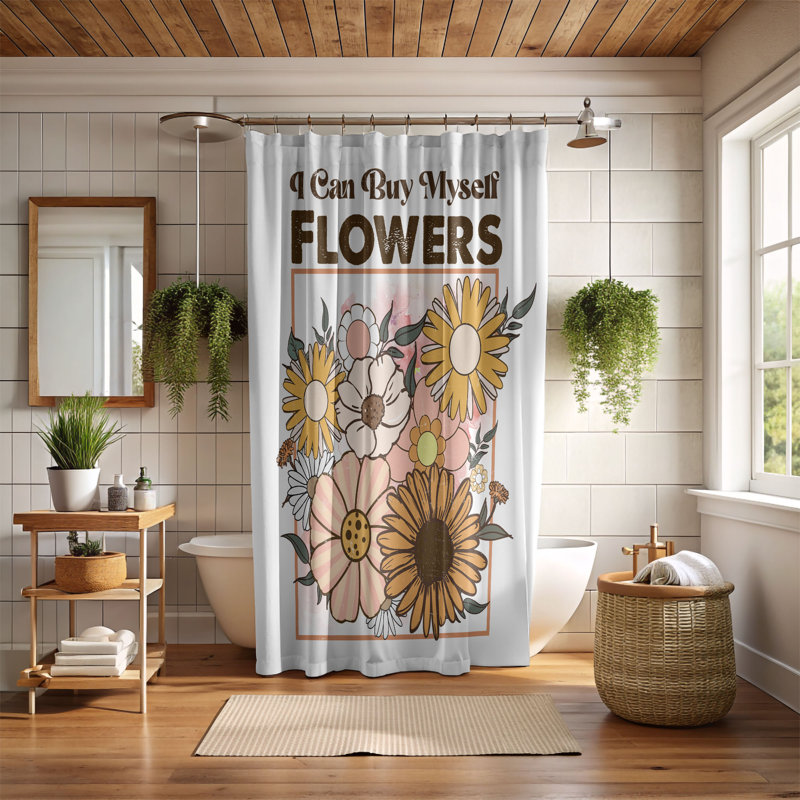 Markeda Floral Shower Curtain, 74"H x 71"W