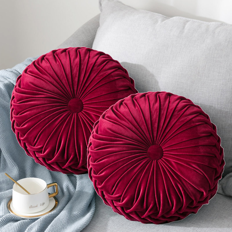  Coussin en velours à boutons, Café
