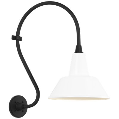 Thomas O'Brien, "Academy 15" Larrabee Barn Light in Matte Black with 16" Soft Copper Bowers Shade