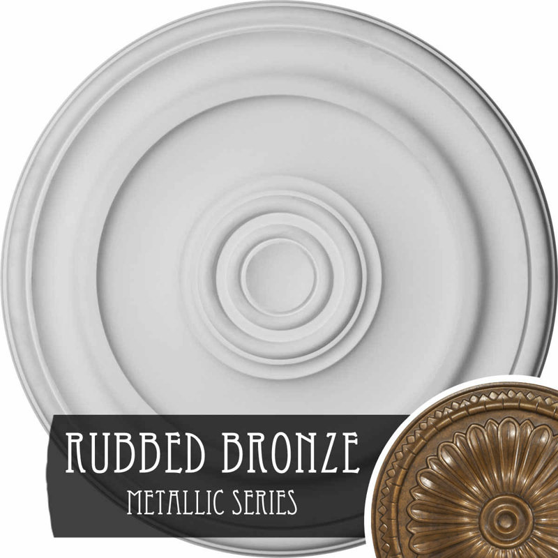 Médaillon de plafond traditionnel Endurathane Kepler, DO 19 3/4 po x P 1 1/2 po (pour auvents jusqu'à 4 1/2 po), finition bronze frotté peint à la main