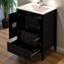Meuble-lavabo 24 po avec lavabo, une armoire avec porte à fermeture douce, 3 tiroirs à fermeture douce, poignées en métal rétro, noir