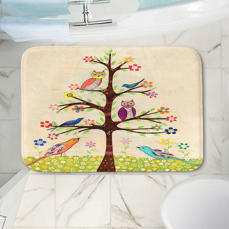 Tapis pour salle de bain à mousse à mémoire sascalia hibou oiseau, H 1 po x l 34 po x L 21 po