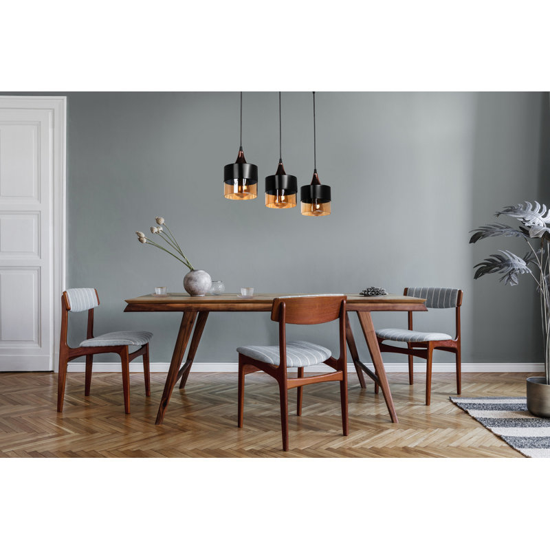 Industrial Scandinavian Chandelier, Black Metal Body, Copper Coated, Glass Cap, 16 x 16 x 21.7 inches | Adjustable Height, E27 Socket (Max 40W) | Perfect for Modern Living Spaces, Dining Rooms & Entryways