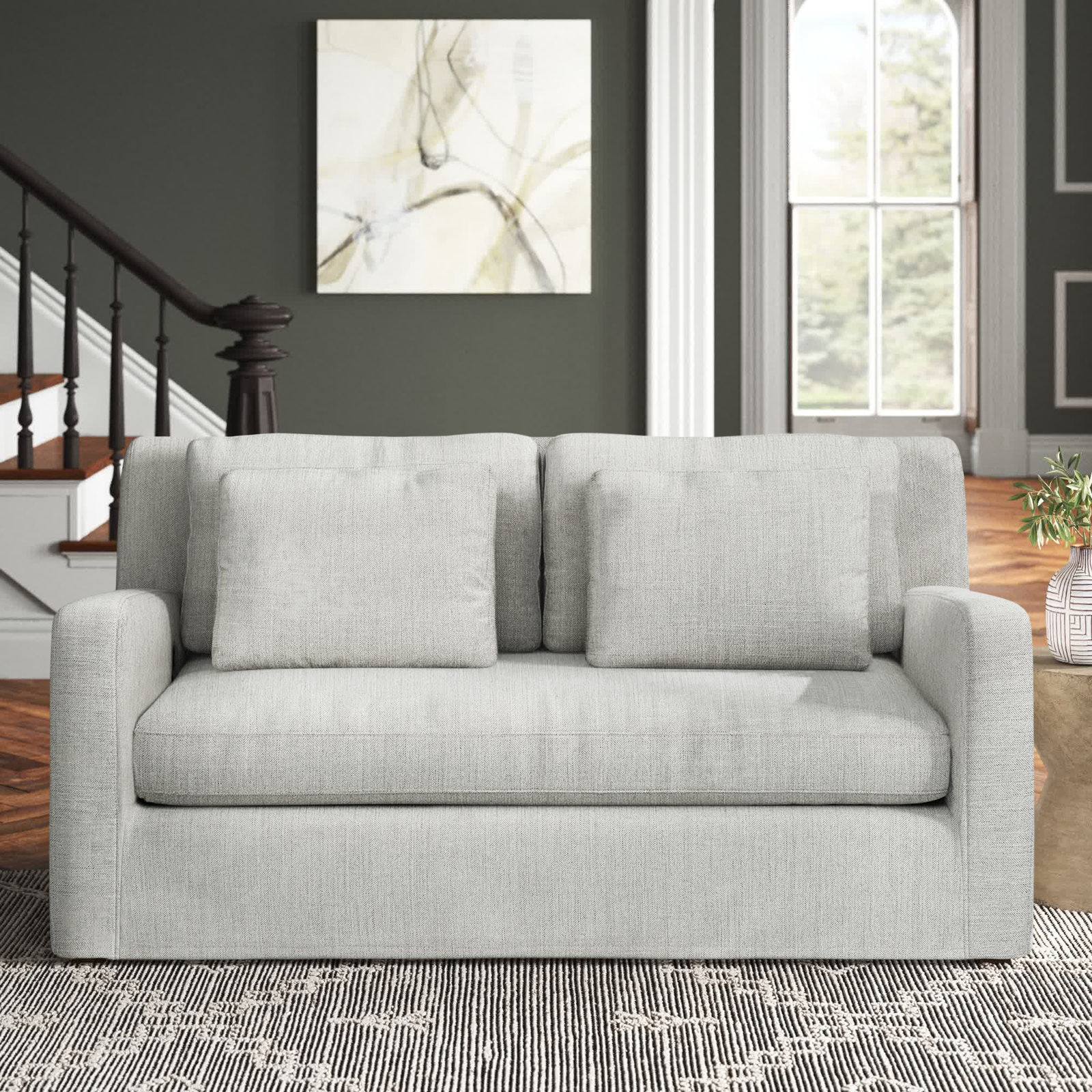 Nessa 69" Slipcovered Loveseat, Frost Gray