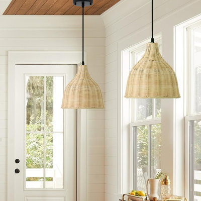 Ensemble de 2 luminaires suspendus en rotin