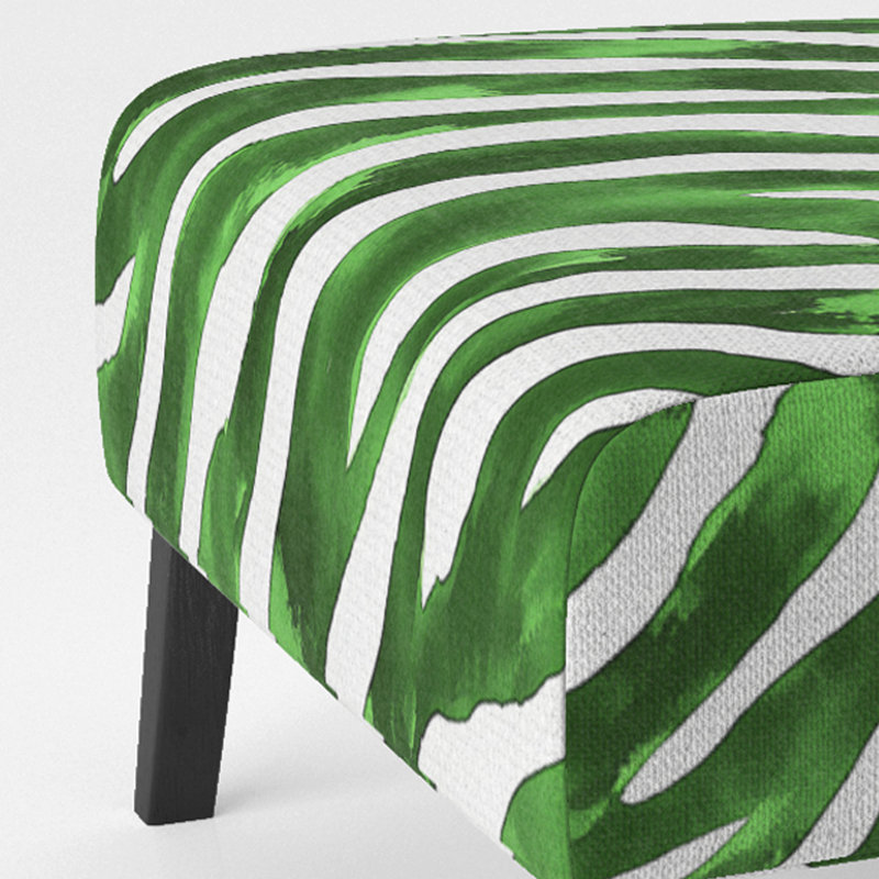 Zebra Striped - Upholstered Accent Slipper Chair, Green/White