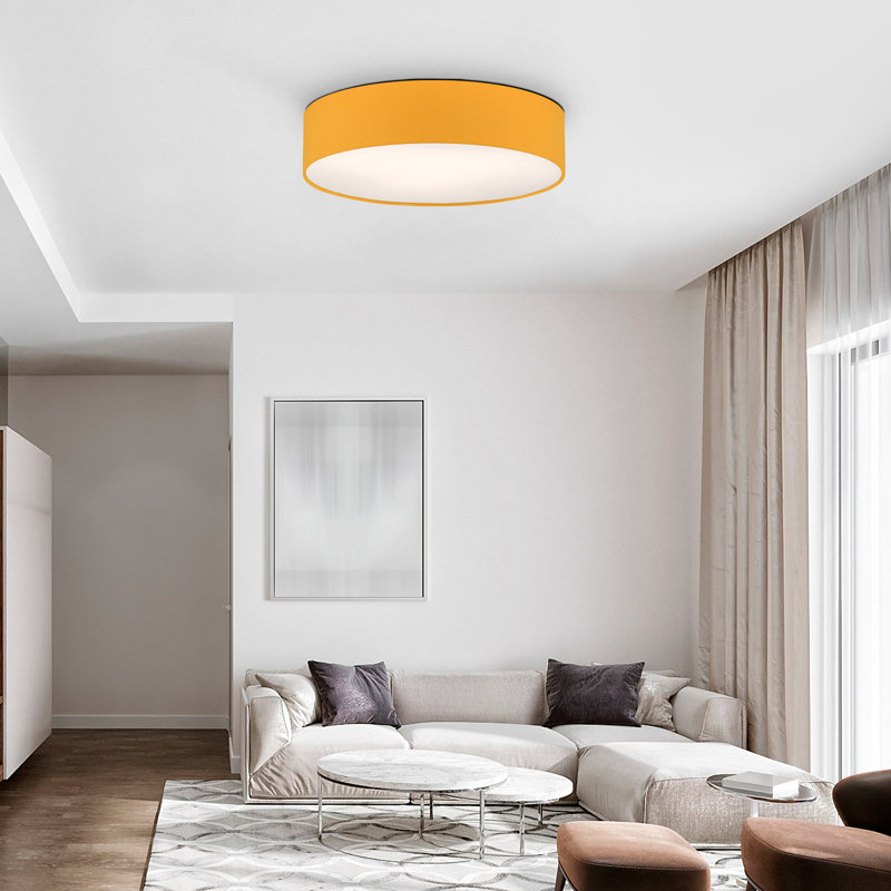 Parvin Fabric Flush Mount, 13cm H x 51cm W x 51cm D, Yellow