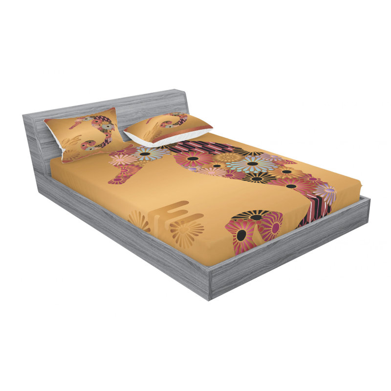 Microfiber Floral Sheet Set, Queen Sheet Set with Fitted Sheet
