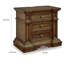 Table de chevet Lesa, 3 tiroirs avec boutons ovales en laiton antique, brun 32 pouces