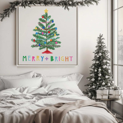 Merry Bright Christmas Tree Print on Canvas
