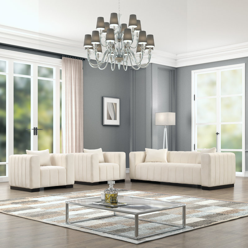 Ensemble de salon 3 pièces Tanay, Beige