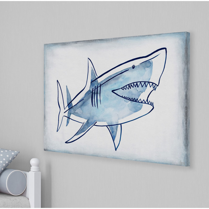 Scary Shark Print on Wrapped Canvas, 40" H x 60" W x 1.5" D