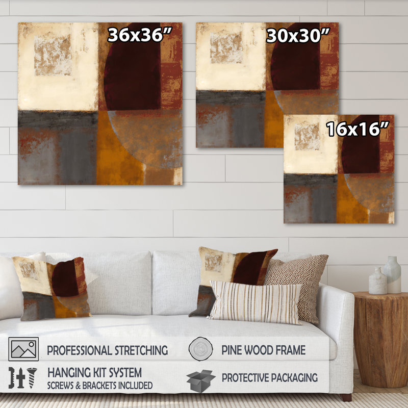 Chocolate Brown Elementary V - Abstract Canvas Art, 24" H x 24" W, Wrapped Canvas