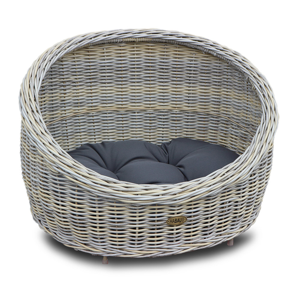 Grey wicker dog store bed