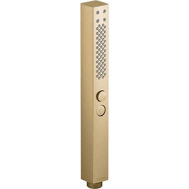 Shift+  Square Two-Function Handshower, Multi-Function Handheld Shower Head, 2.5 GPM, Vibrant Moderne Brushed Gold