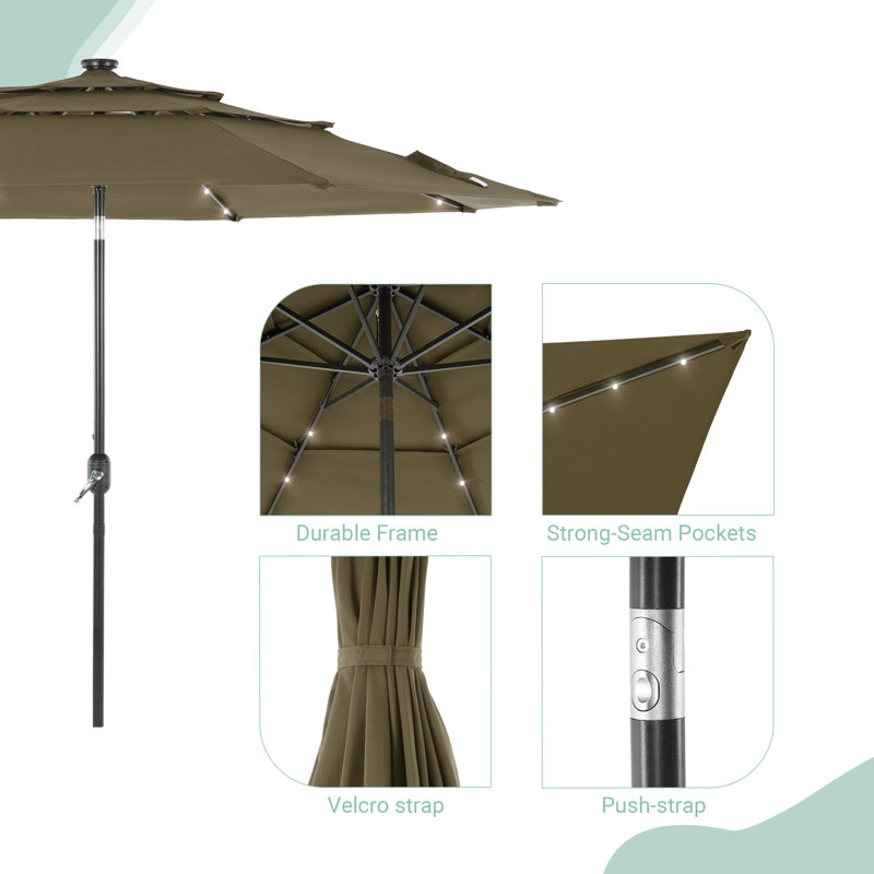 Parasol rond 10 'Ruthy, Tissu taupe