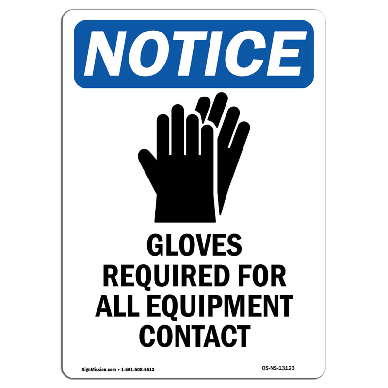 Gloves Required for Sign with Symbol