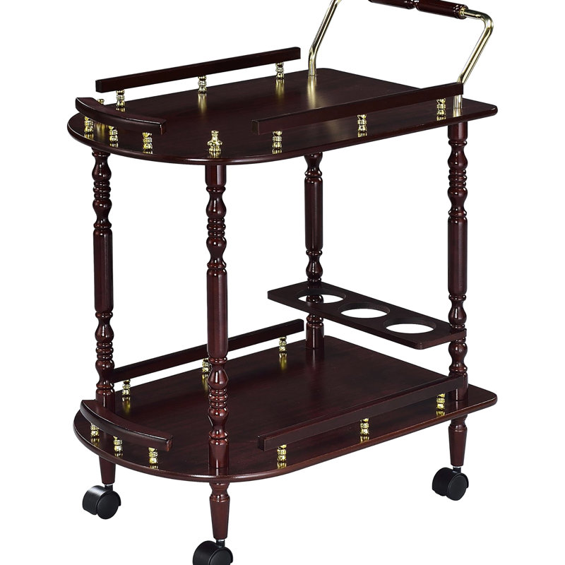 Chariot traditionnel et laiton avec porte-bouteilles de vin fonctionnel pour la salle à manger