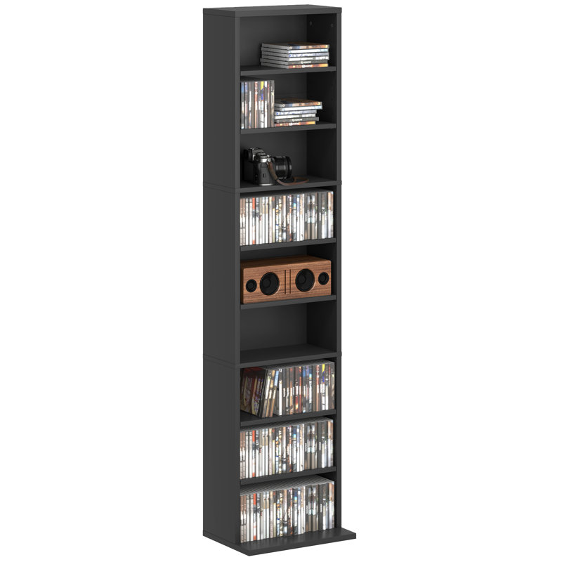 HOMCOM DVD Storage Unit, 140cm H x 33cm W x 24cm D, Black