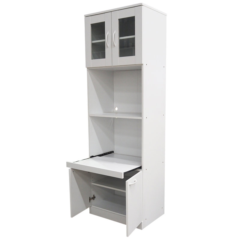Danbury Tall White Laminate Kitchen Storage Cabinet with Glass Doors