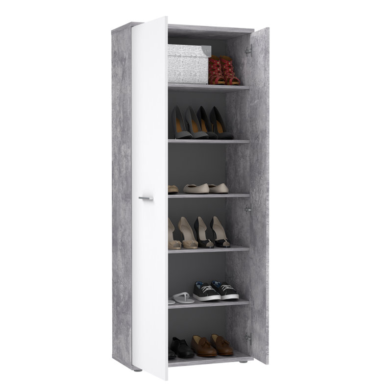 Canonero 18 Pair Shoe Storage Cabinet, Grey/White