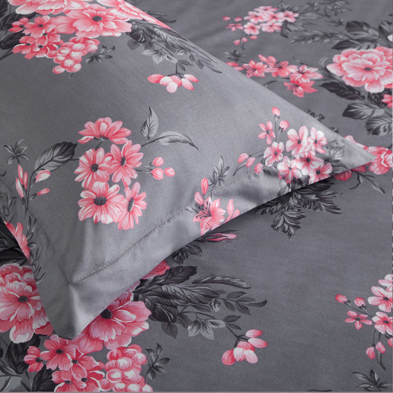Microfiber Flora Reversible Duvet Cover with Pillowcases, King Duvet Cover + 2 Standard Pillowcases, Bouquet Floral