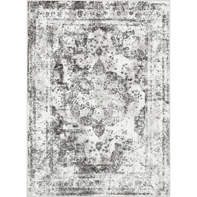 Kazzandra Zazzle Vintage Modern Ivory Black Area Rug