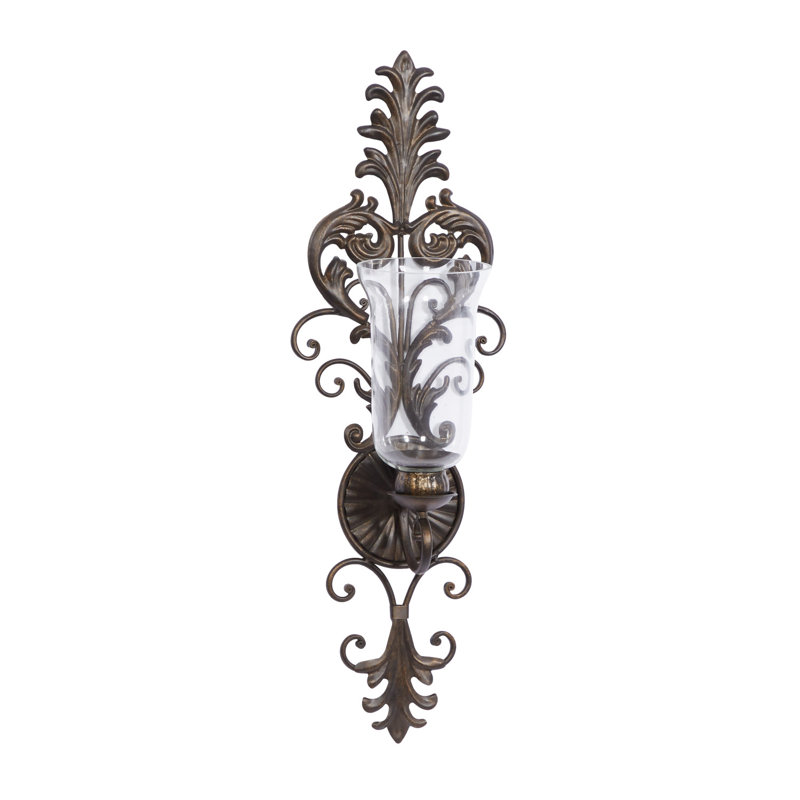 8.5'' H Metal Wall Wall Sconce, Brown