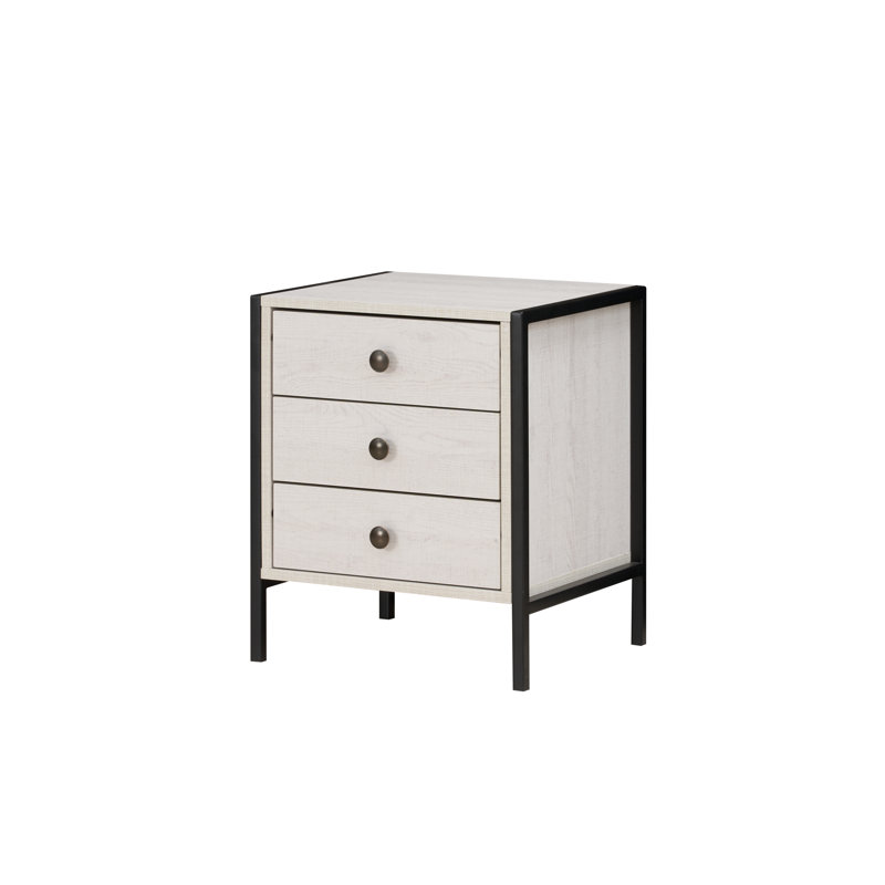 Alva 3 Drawer Bedside Table, White Oak