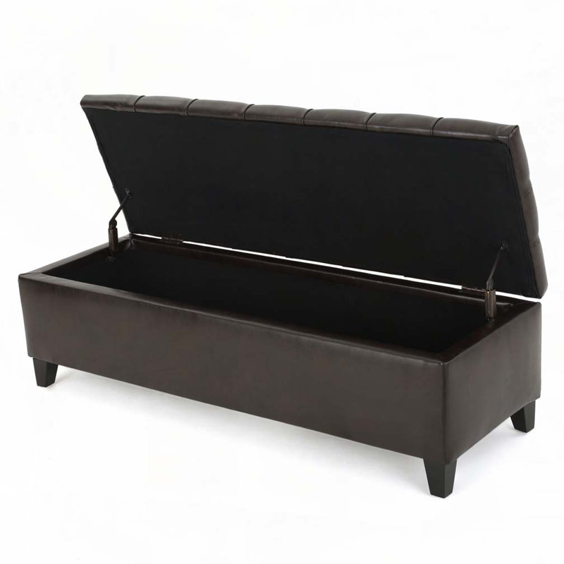 Boucle Upholstered Bench with Rubber Wood Legs,, Dark Brown