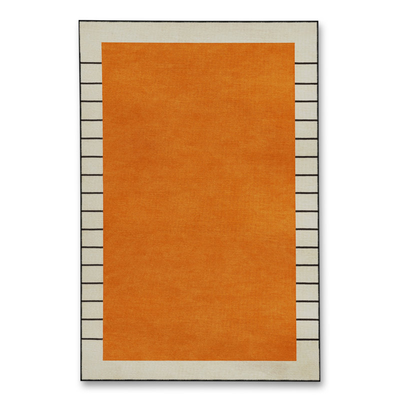 Tapis bleu tissé lavable rétro Mosso, 4'11" x 9'10"