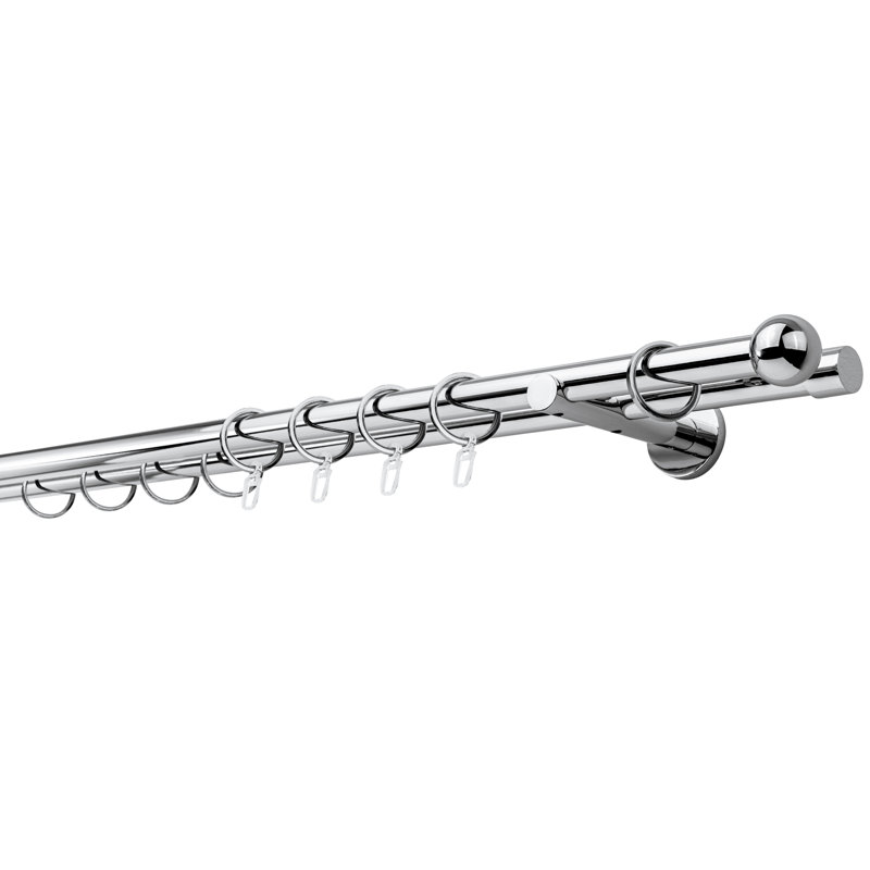 Curtain rod made to measure 20mm ball, 2cm H x 360cm W x 12cm D, Chrome