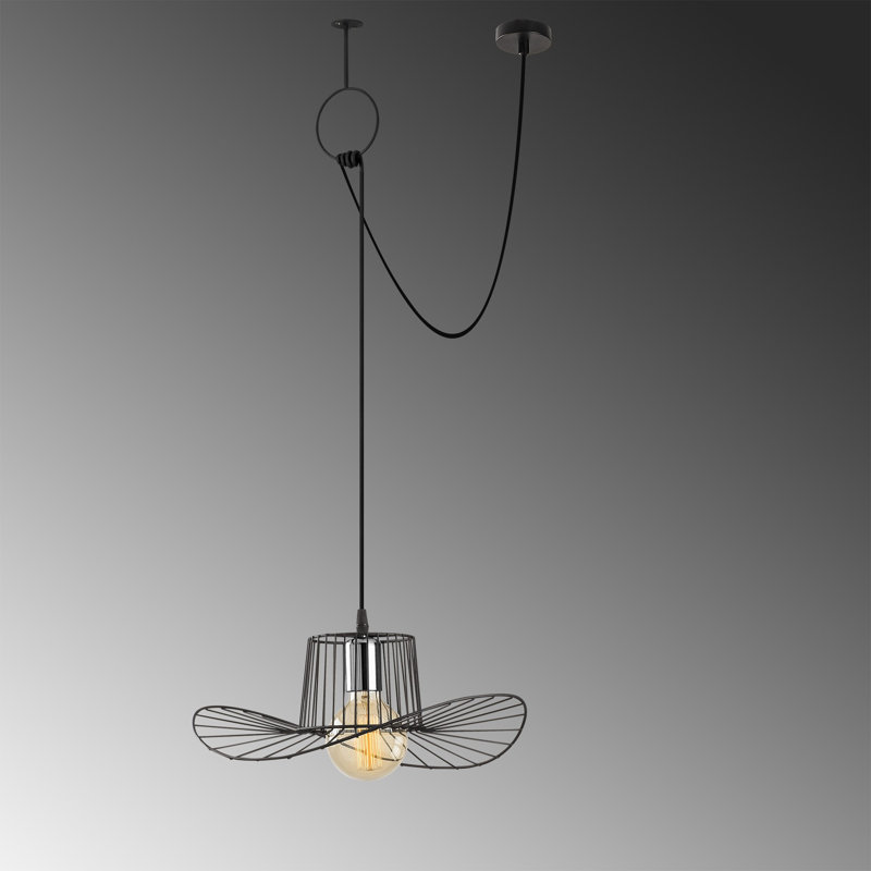 Modern Black Chandelier, Metal Body, 38 x 14.9 x 48.0 inches | Adjustable Height Up to 71.6 inches | E27 Socket, Max 40W | Includes Setup Instructions | Stylish Lighting Fixture for Home & Office Décor