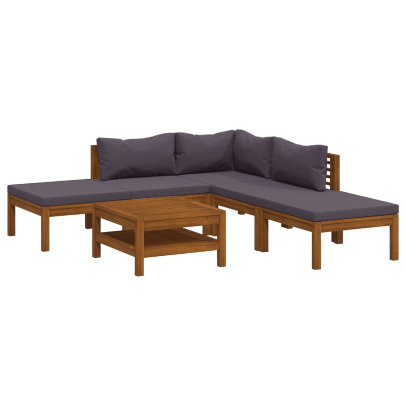 Suzeth 6 Piece Lounge Sectional Seating Group, Dark Gray