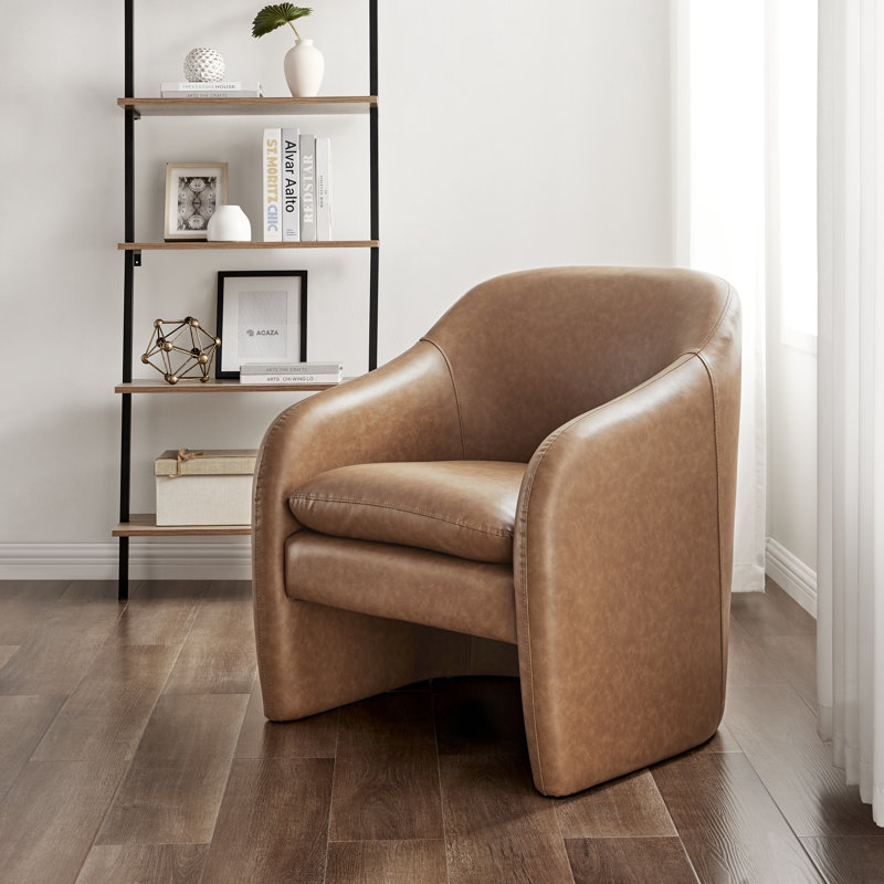 Sellner Upholstered Barrel Armchair, Quartz Alamo Terracotta Velvet