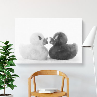 Rubber Ducks Opposites Attract - Wrapped Canvas