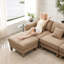 Canapé modulaire convertible en L à 3 places Boucle Fabric avec accoudoirs en forme de coquillage et repose-pieds amovible-1706363311