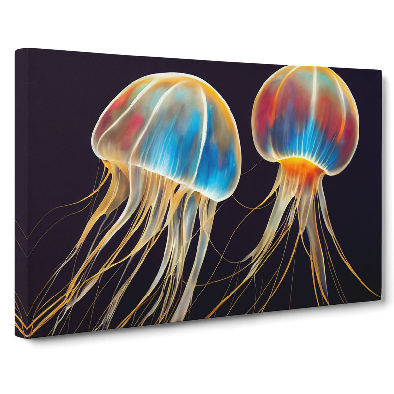 XXX-H1022-WF-5336X Jellyfish Painted - Wrapped Canvas Print, 35cm H x 50cm W x 3cm D
