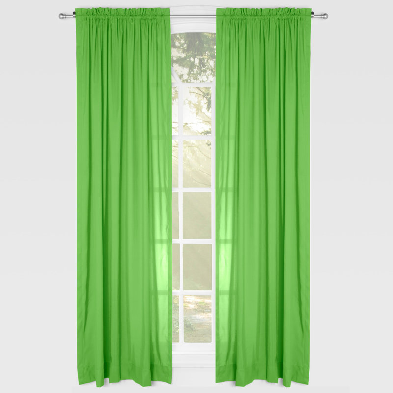 Semi Sheer Curtain Single Panel, Green
