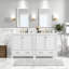 Meuble-lavabo double avec lavabo en céramique blanche, portes à fermeture douce, rangement spacieux, structure en bois massif, armoire de salle de bain moderne avec tiroirs et tablettes - unités 2 x 30 po-2057372239