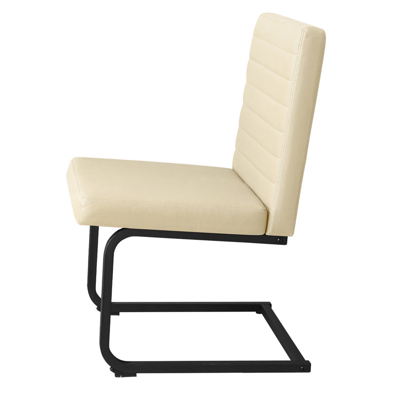 2 chaises de salle à manger, chaises de cuisine rembourrées avec pieds en métal, fauteuil sans accoudoir avec siège confortable pour la salle à manger, assemblage facile, beige