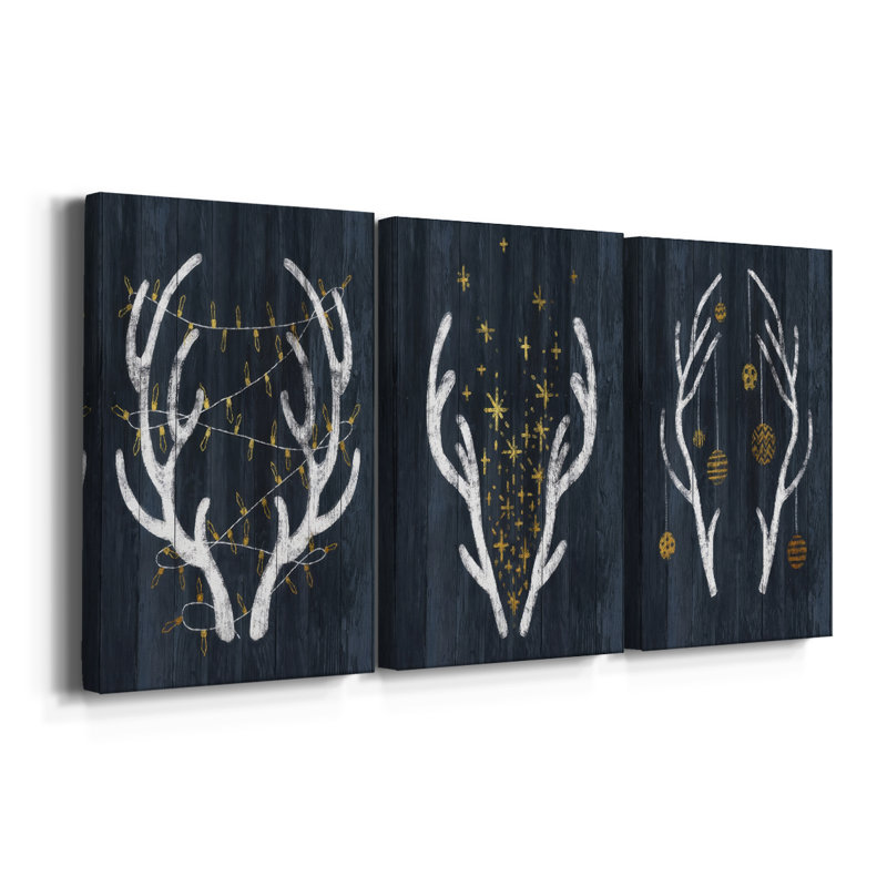Bois et lumières - Toile tendue sur mesure - 3 pièces, H 12 po x l 24 po