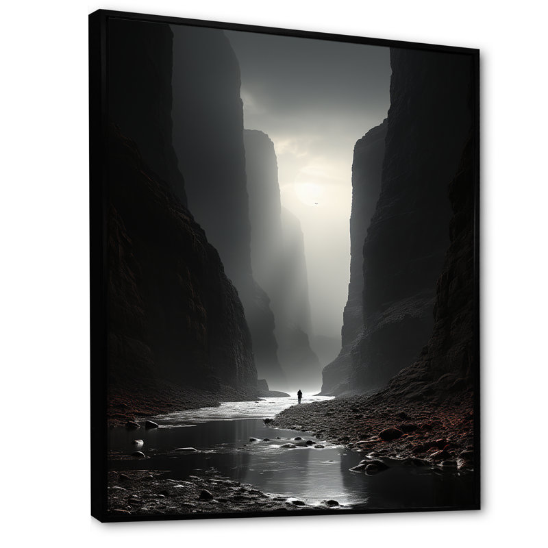 Décoration murale noir et blanc Canyon I - Canyon, H 44 po x l 34 po x P 1,5 po, Cadre flottant noir
