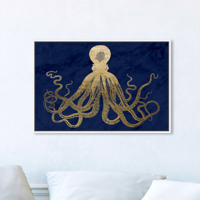 " Nautical And Coastal Squid Gold And Navy Marble, Modern & Contemporary Blue " by Oliver Gal