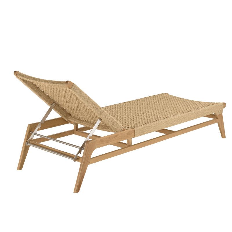 Natural Teak And Synthetic Sunlounger