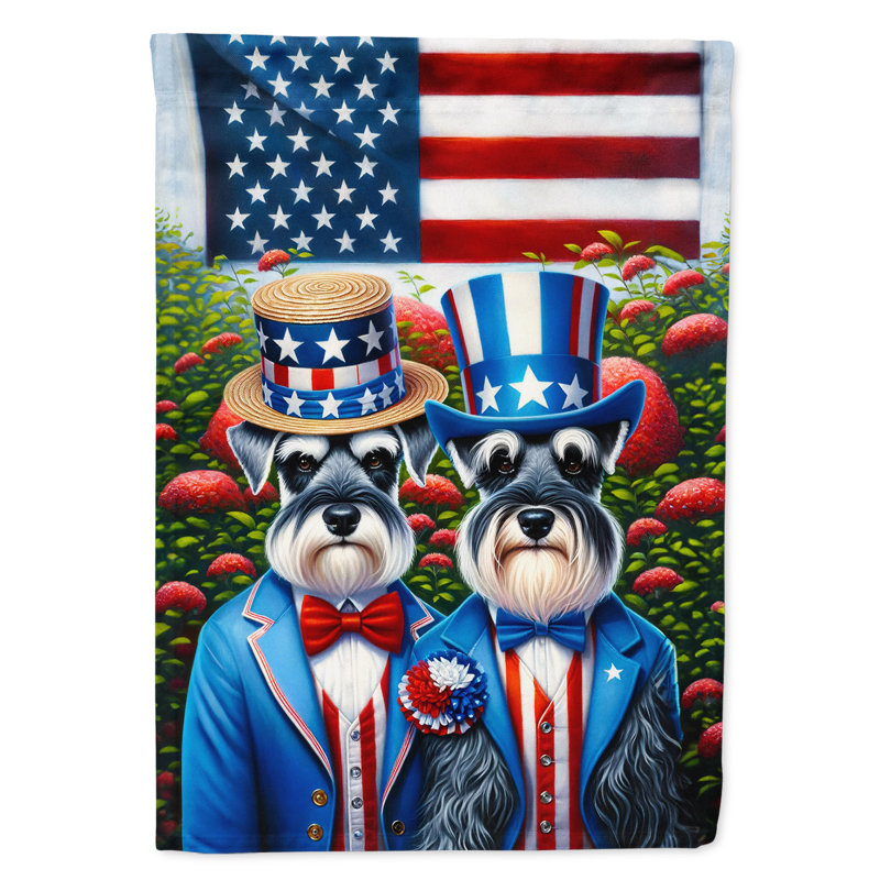 Drapeau «All American House», Schnauzer à rayures bleues et rouges